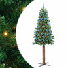 Vidaxx schlanker Weihnachtsbaum grün 210 cm PVC und massives Kiefernholz
