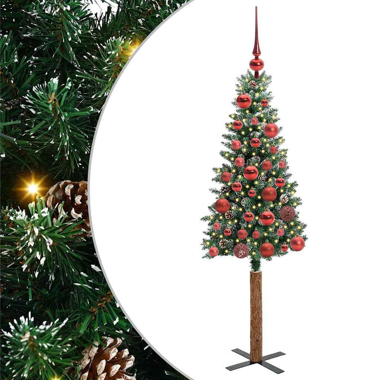 Vidaxx schlanker Weihnachtsbaum grün 150 cm aus PVC und massivem Kiefernholz