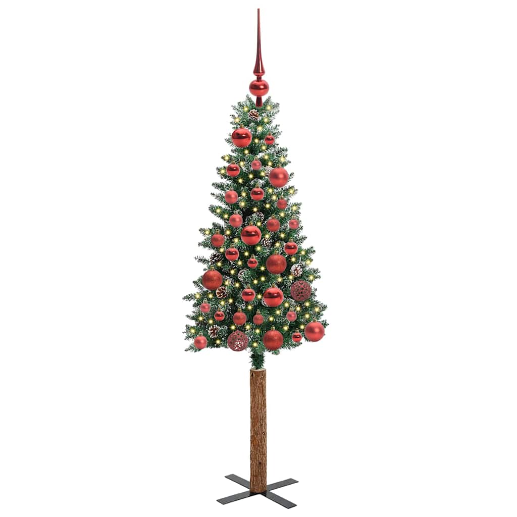 Vidaxx schlanker Weihnachtsbaum grün 150 cm aus PVC und massivem Kiefernholz