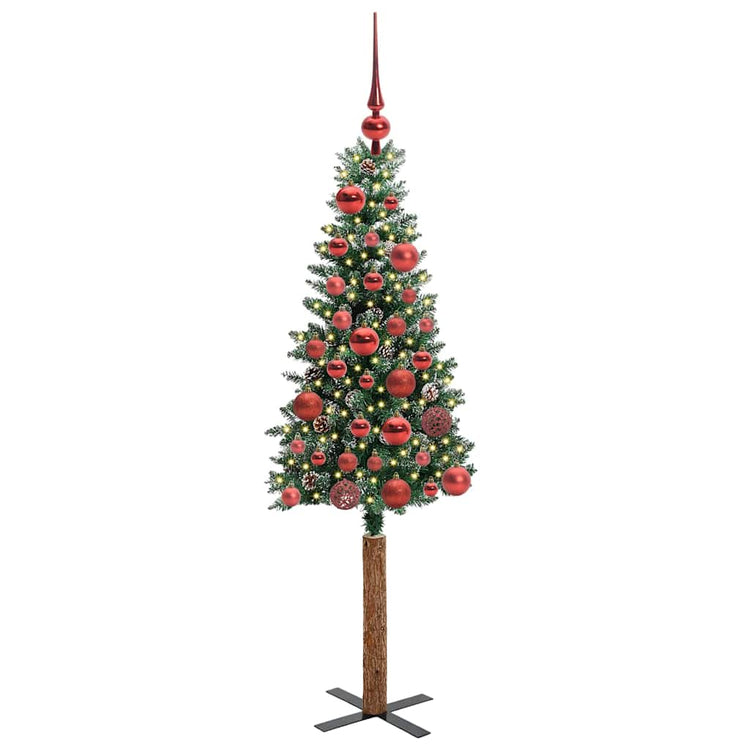 Vidaxx schlanker Weihnachtsbaum grün 150 cm aus PVC und massivem Kiefernholz