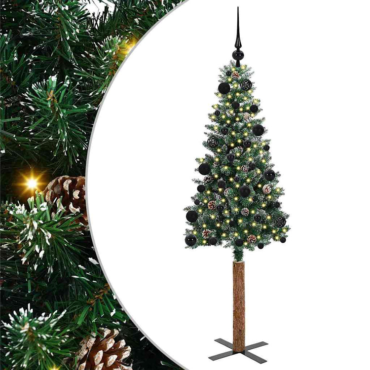 Vidaxx schlanker Weihnachtsbaum grün 150 cm aus PVC und massivem Kiefernholz