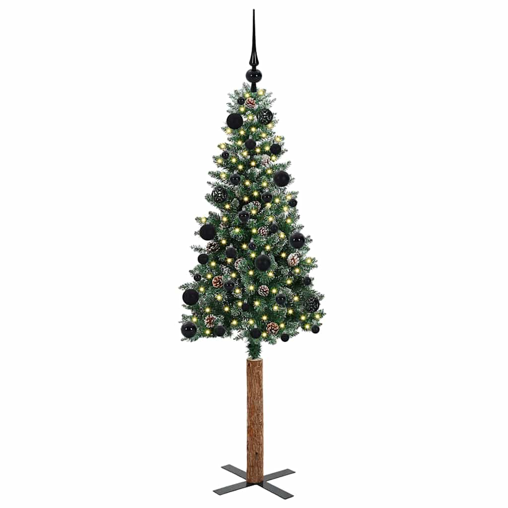 Vidaxx schlanker Weihnachtsbaum grün 150 cm aus PVC und massivem Kiefernholz