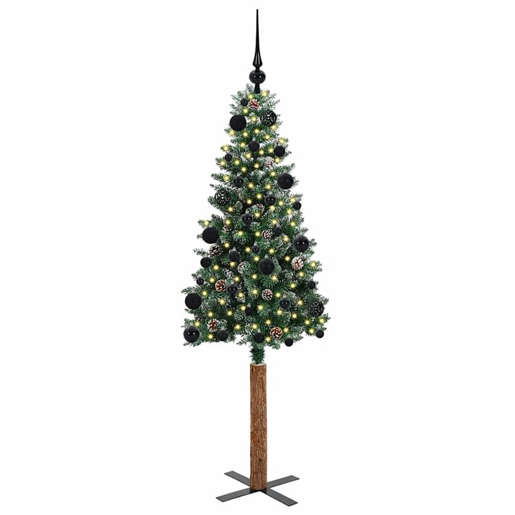 Vidaxx schlanker Weihnachtsbaum grün 150 cm aus PVC und massivem Kiefernholz