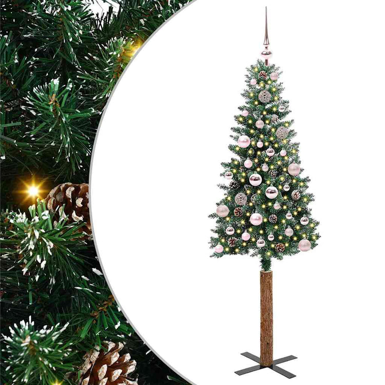 Vidaxx schlanker Weihnachtsbaum grün 150 cm aus PVC und massivem Kiefernholz