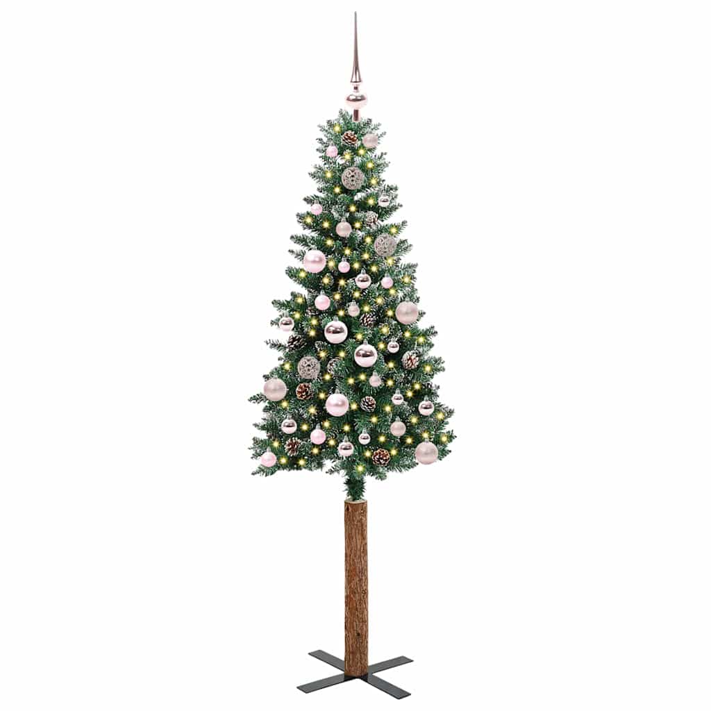 Vidaxx schlanker Weihnachtsbaum grün 150 cm aus PVC und massivem Kiefernholz
