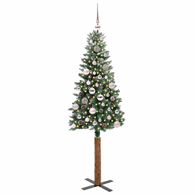 Vidaxx schlanker Weihnachtsbaum grün 150 cm aus PVC und massivem Kiefernholz