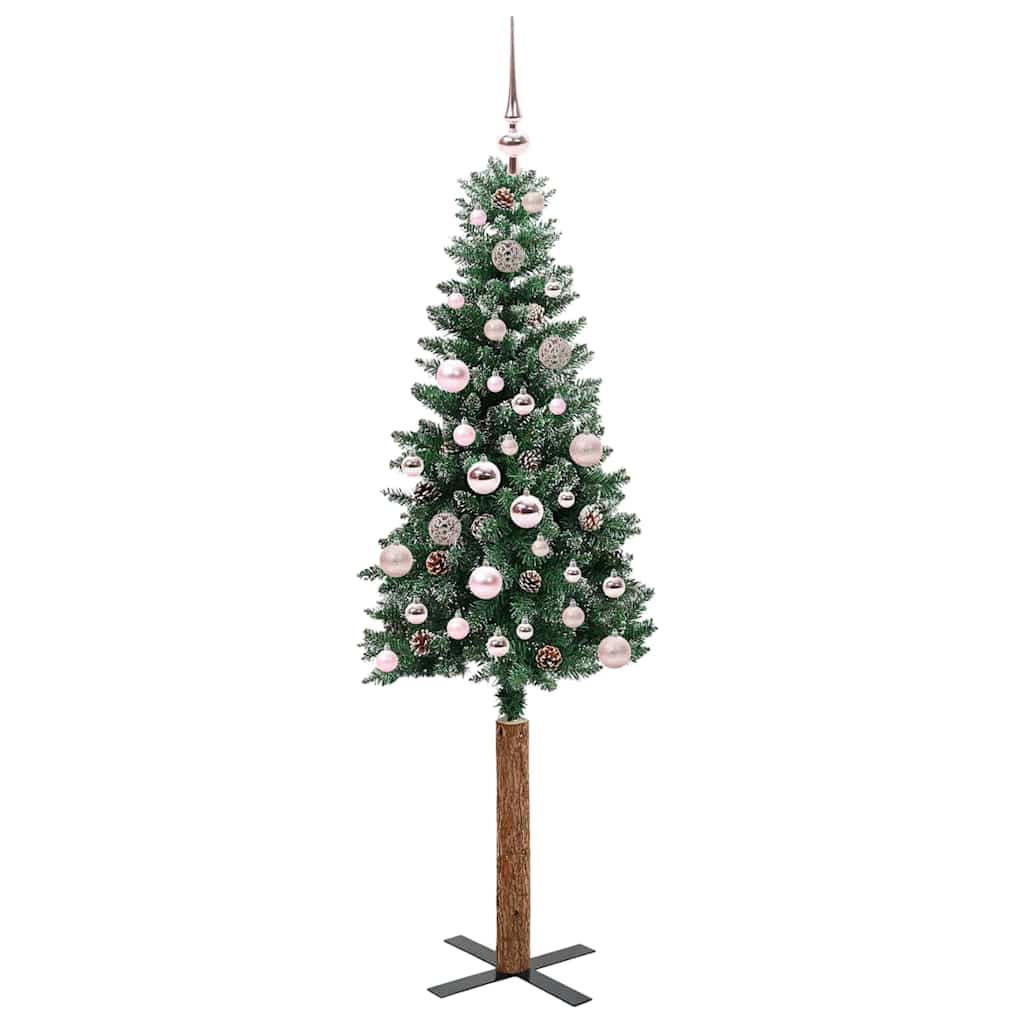 Vidaxx schlanker Weihnachtsbaum grün 150 cm aus PVC und massivem Kiefernholz