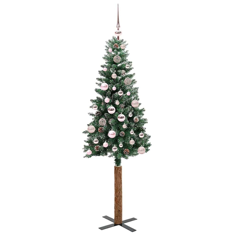 Vidaxx schlanker Weihnachtsbaum grün 150 cm aus PVC und massivem Kiefernholz