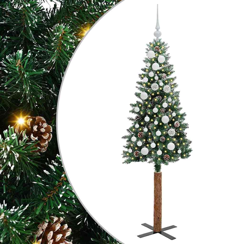 Vidaxx schlanker Weihnachtsbaum grün 150 cm aus PVC und massivem Kiefernholz