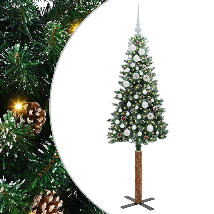 Vidaxx schlanker Weihnachtsbaum grün 150 cm aus PVC und massivem Kiefernholz