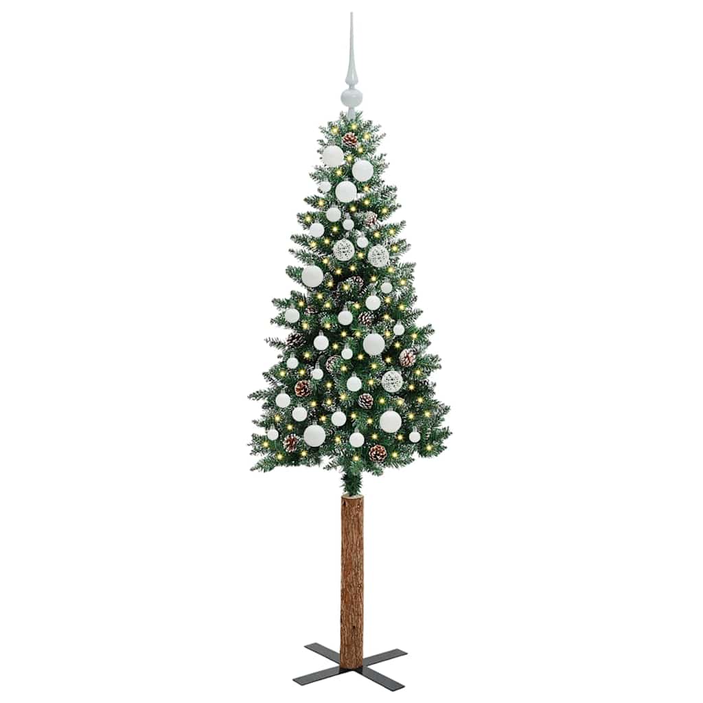 Vidaxx schlanker Weihnachtsbaum grün 150 cm aus PVC und massivem Kiefernholz