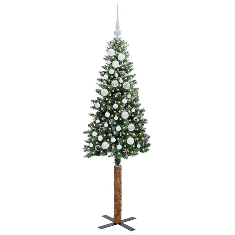 Vidaxx schlanker Weihnachtsbaum grün 150 cm aus PVC und massivem Kiefernholz