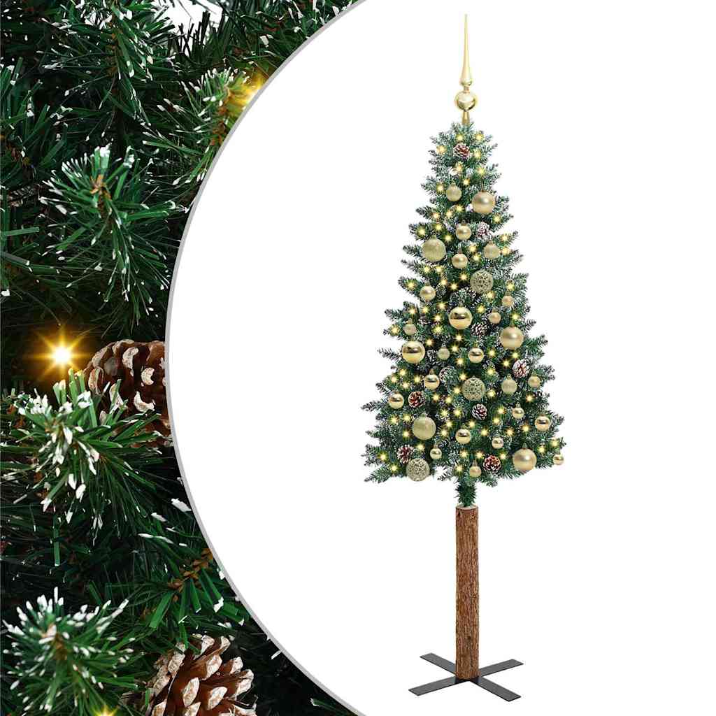Vidaxx schlanker Weihnachtsbaum grün 150 cm aus PVC und massivem Kiefernholz