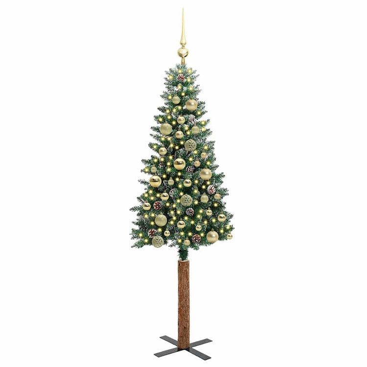 Vidaxx schlanker Weihnachtsbaum grün 150 cm aus PVC und massivem Kiefernholz