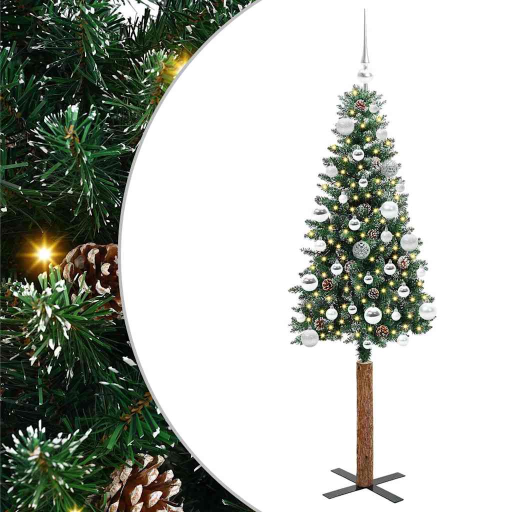 Vidaxx schlanker Weihnachtsbaum grün 150 cm aus PVC und massivem Kiefernholz
