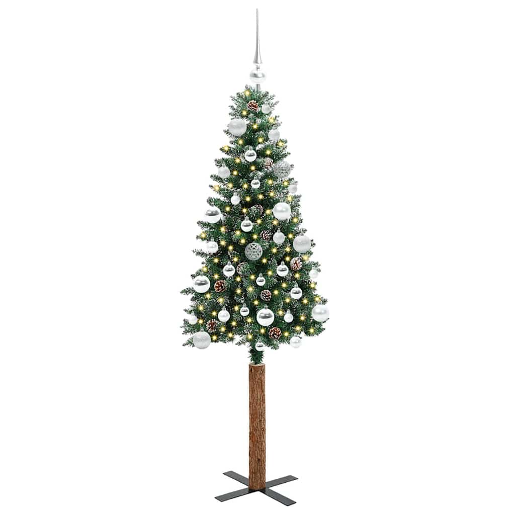 Vidaxx schlanker Weihnachtsbaum grün 150 cm aus PVC und massivem Kiefernholz