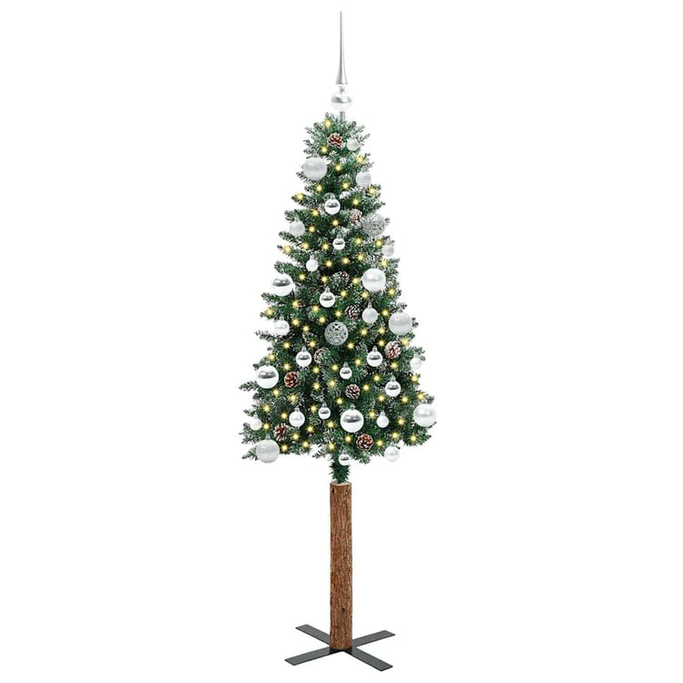 Vidaxx schlanker Weihnachtsbaum grün 150 cm aus PVC und massivem Kiefernholz