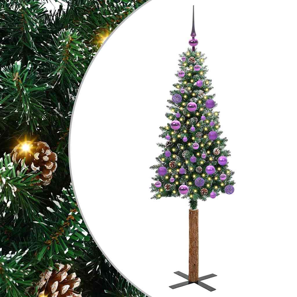 Vidaxx schlanker Weihnachtsbaum grün 150 cm aus PVC und massivem Kiefernholz