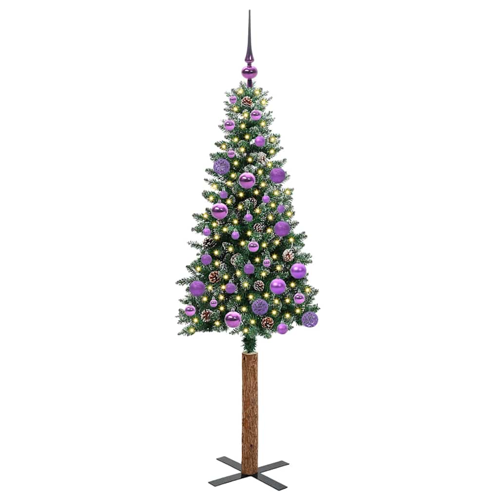Vidaxx schlanker Weihnachtsbaum grün 150 cm aus PVC und massivem Kiefernholz