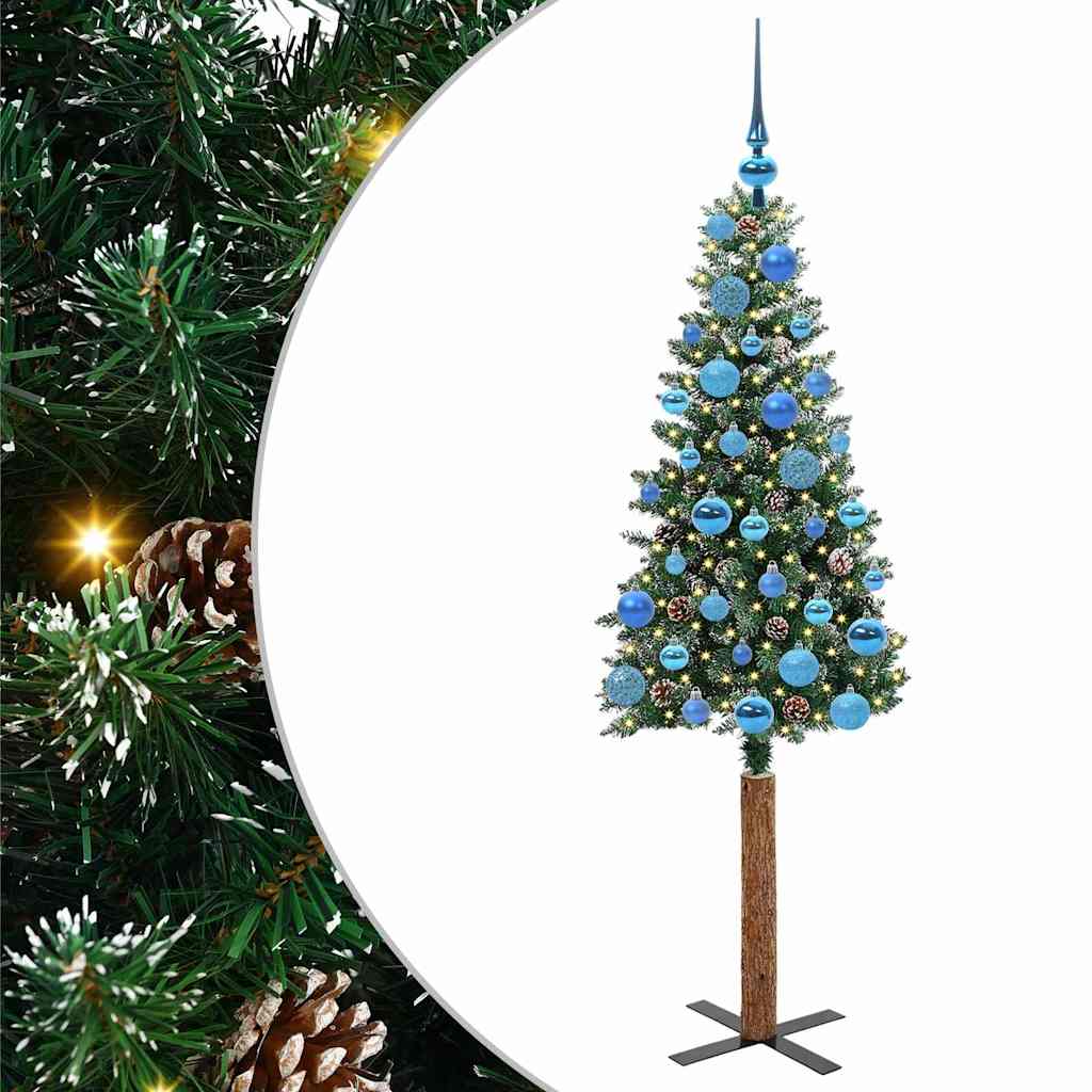 Vidaxx schlanker Weihnachtsbaum grün 150 cm aus PVC und massivem Kiefernholz