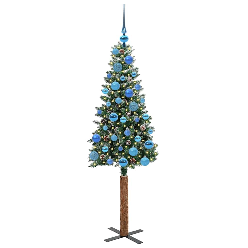 Vidaxx schlanker Weihnachtsbaum grün 150 cm aus PVC und massivem Kiefernholz