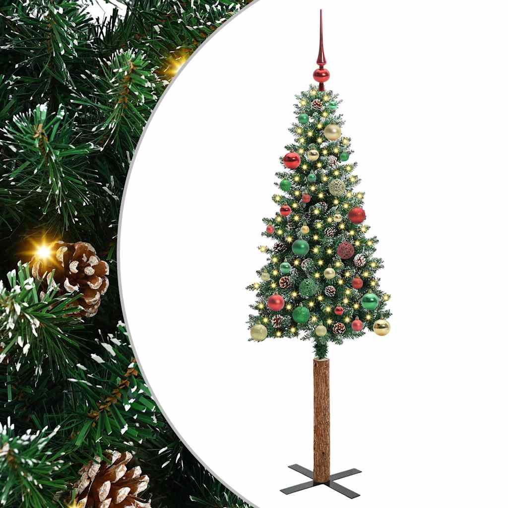 Vidaxx schlanker Weihnachtsbaum grün 150 cm aus PVC und massivem Kiefernholz