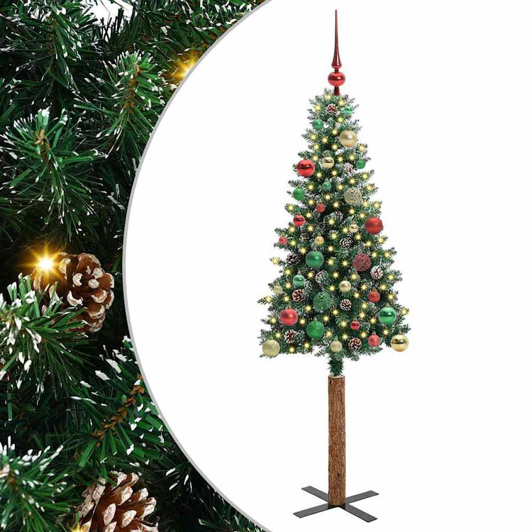Vidaxx schlanker Weihnachtsbaum grün 150 cm aus PVC und massivem Kiefernholz