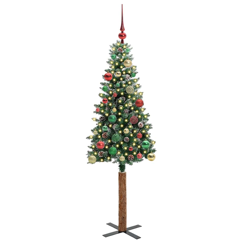 Vidaxx schlanker Weihnachtsbaum grün 150 cm aus PVC und massivem Kiefernholz