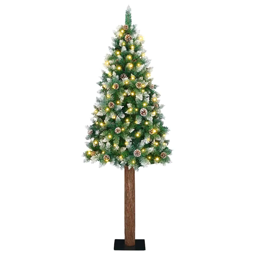 Vidaxx schlanker Weihnachtsbaum grün 180 cm aus PVC und massivem Kiefernholz