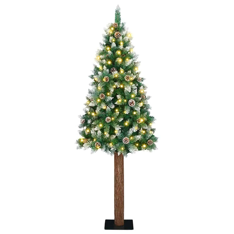 Vidaxx schlanker Weihnachtsbaum grün 180 cm aus PVC und massivem Kiefernholz