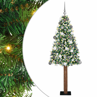 Vidaxx schlanker Weihnachtsbaum grün 180 cm aus PVC und massivem Kiefernholz