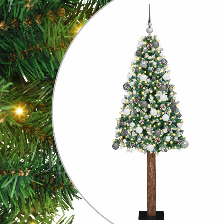 Vidaxx schlanker Weihnachtsbaum grün 180 cm aus PVC und massivem Kiefernholz