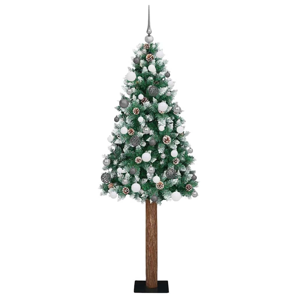 Vidaxx schlanker Weihnachtsbaum grün 180 cm aus PVC und massivem Kiefernholz