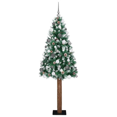 Vidaxx schlanker Weihnachtsbaum grün 180 cm aus PVC und massivem Kiefernholz