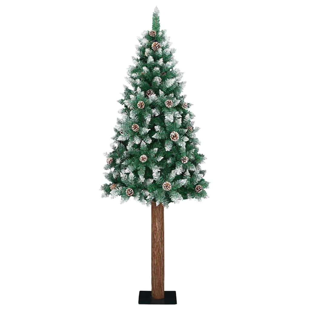 Vidaxx schlanker Weihnachtsbaum grün 180 cm aus PVC und massivem Kiefernholz