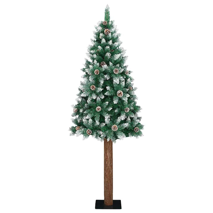Vidaxx schlanker Weihnachtsbaum grün 180 cm aus PVC und massivem Kiefernholz