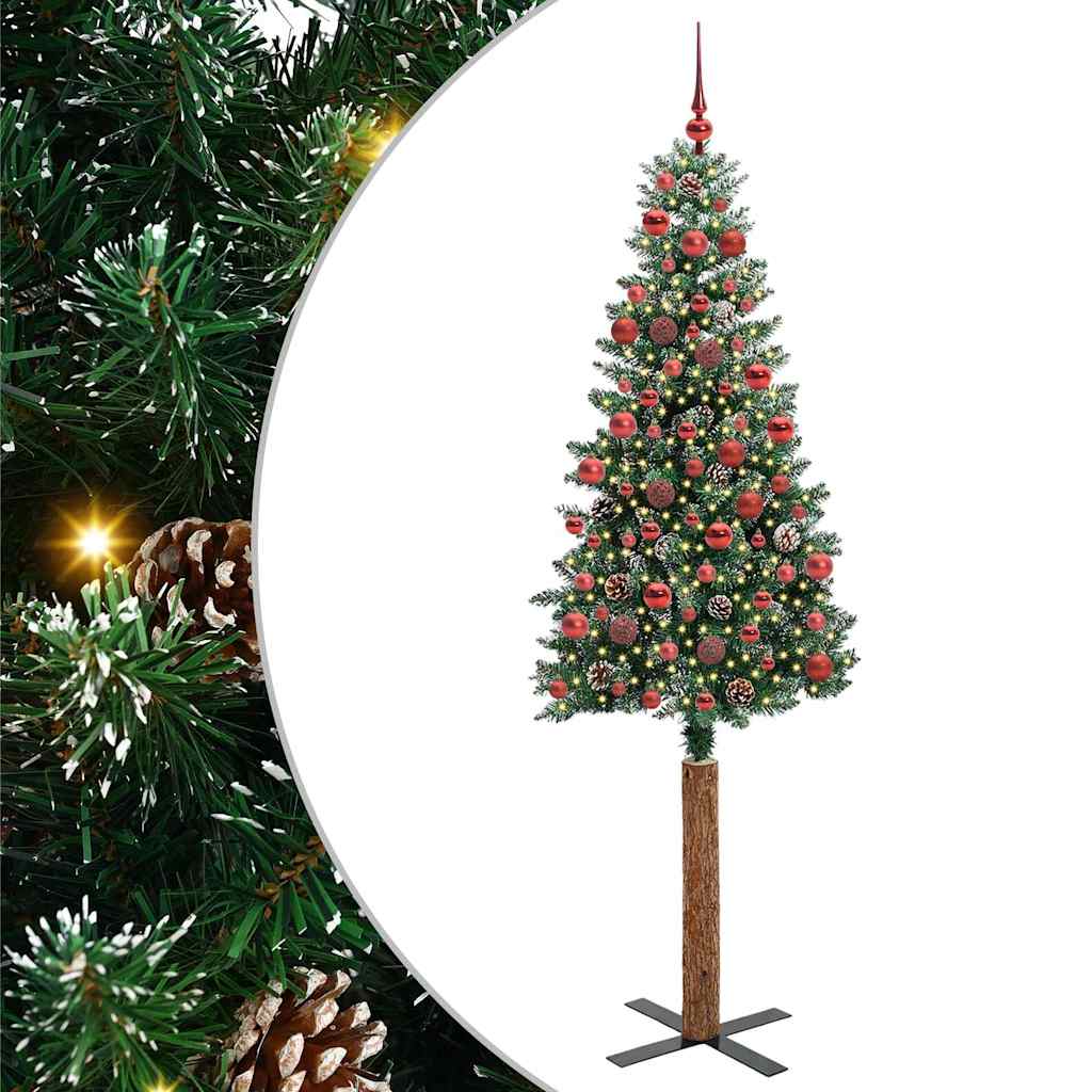 Vidaxx schlanker Weihnachtsbaum grün 180 cm aus PVC und massivem Kiefernholz