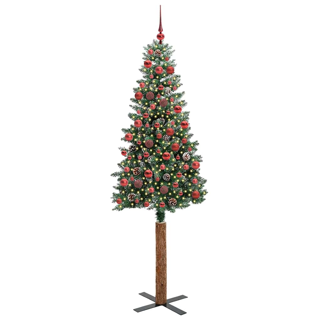 Vidaxx schlanker Weihnachtsbaum grün 180 cm aus PVC und massivem Kiefernholz