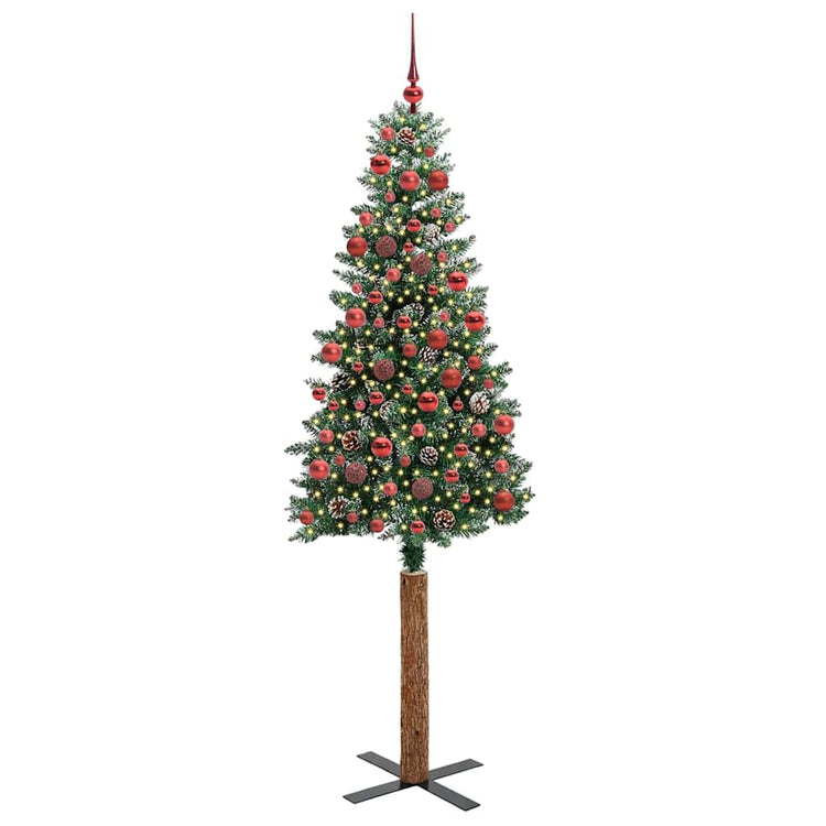 Vidaxx schlanker Weihnachtsbaum grün 180 cm aus PVC und massivem Kiefernholz