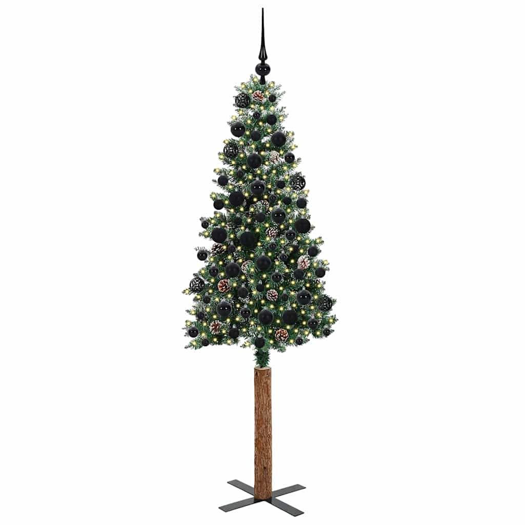 Vidaxx schlanker Weihnachtsbaum grün 180 cm aus PVC und massivem Kiefernholz
