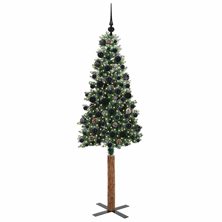 Vidaxx schlanker Weihnachtsbaum grün 180 cm aus PVC und massivem Kiefernholz