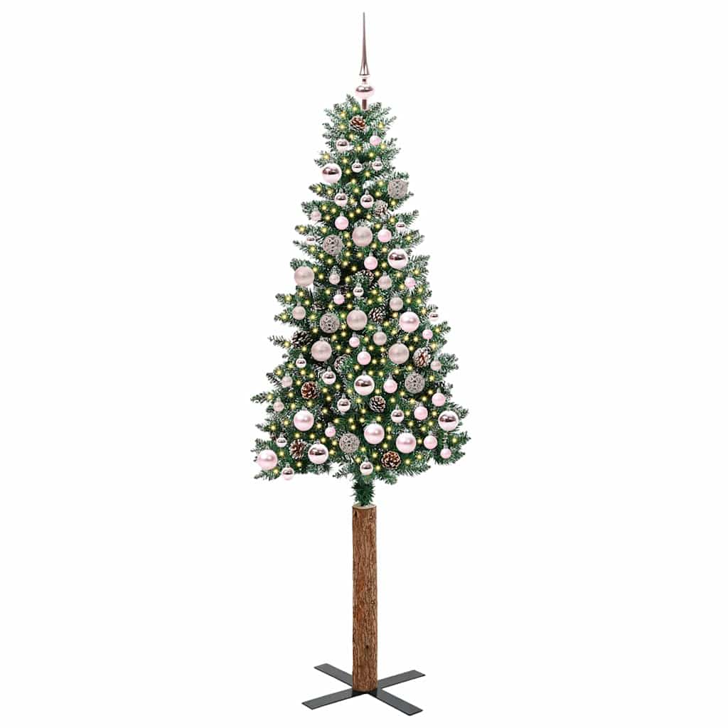 Vidaxx schlanker Weihnachtsbaum grün 180 cm aus PVC und massivem Kiefernholz