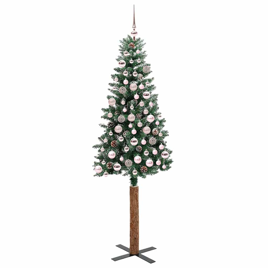 Vidaxx schlanker Weihnachtsbaum grün 180 cm aus PVC und massivem Kiefernholz
