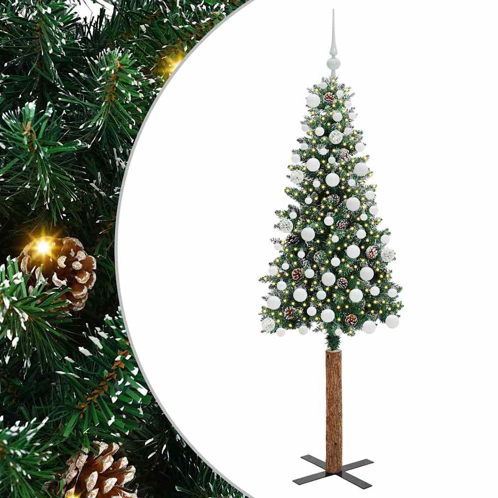 Vidaxx schlanker Weihnachtsbaum grün 180 cm aus PVC und massivem Kiefernholz