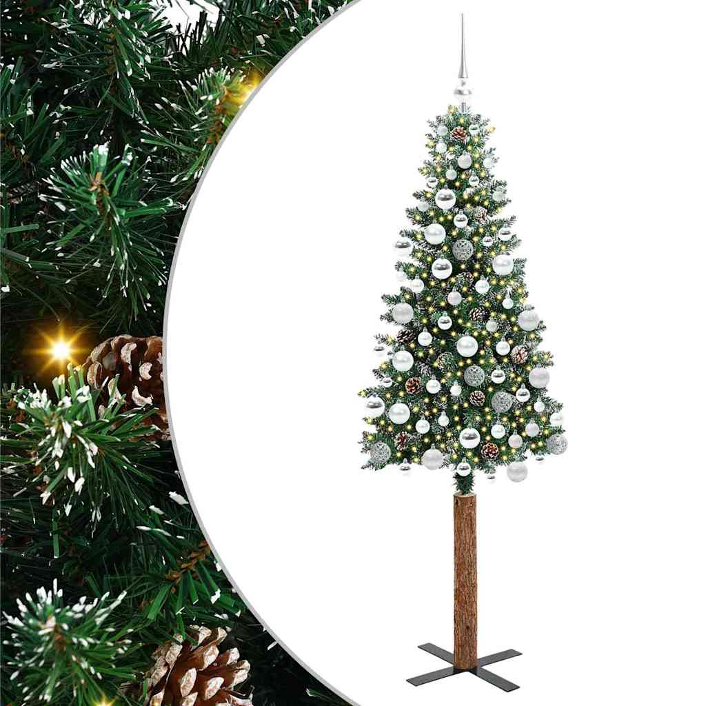 Vidaxx schlanker Weihnachtsbaum grün 180 cm aus PVC und massivem Kiefernholz