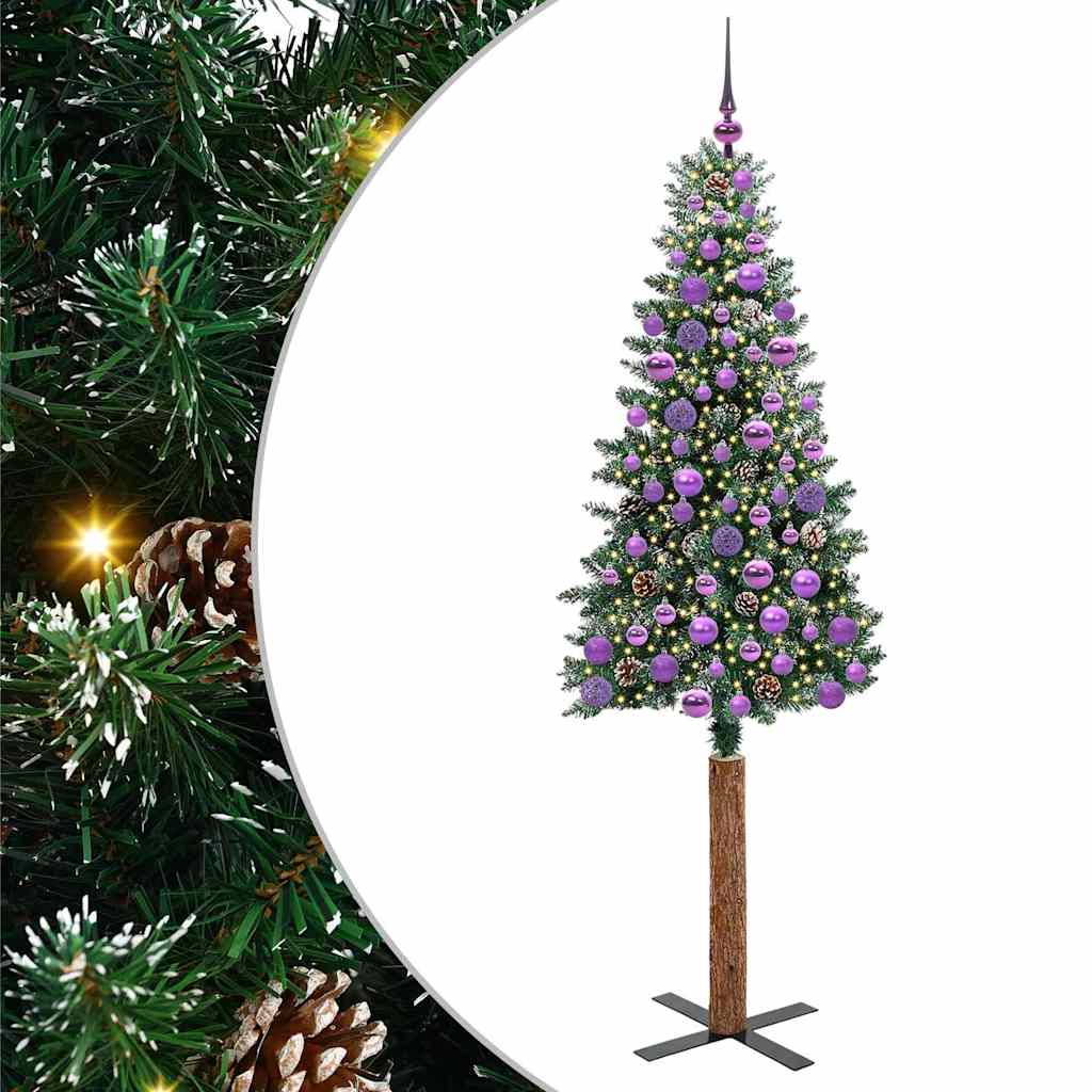 Vidaxx schlanker Weihnachtsbaum grün 180 cm aus PVC und massivem Kiefernholz