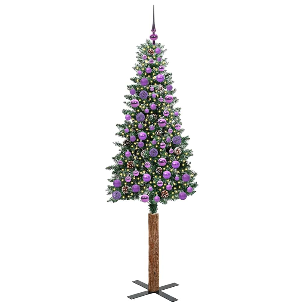 Vidaxx schlanker Weihnachtsbaum grün 180 cm aus PVC und massivem Kiefernholz