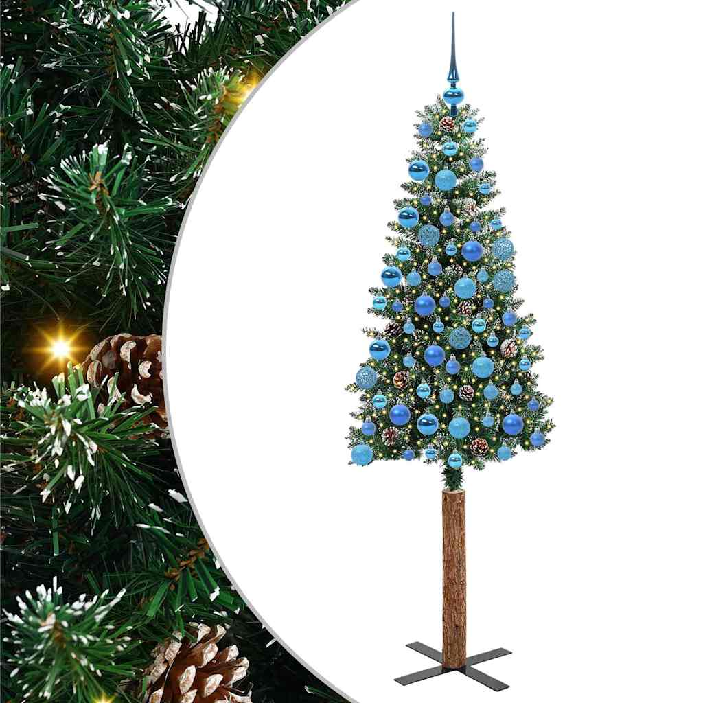 Vidaxx schlanker Weihnachtsbaum grün 180 cm aus PVC und massivem Kiefernholz