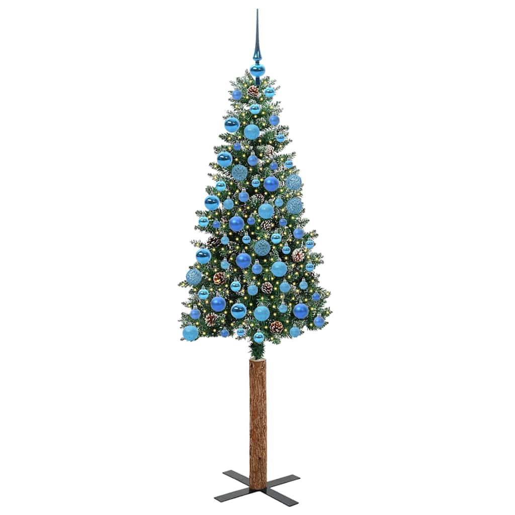 Vidaxx schlanker Weihnachtsbaum grün 180 cm aus PVC und massivem Kiefernholz