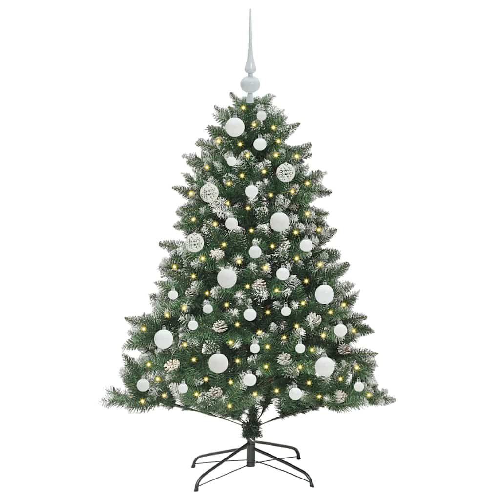 VidaXL künstlicher Weihnachtsbaum mit 150 LEDs grün, 120 cm PVC und Kunststoff und Stahl